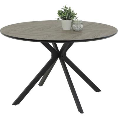 Esstisch HELA "PETRA", grau (fischgrät, hellgrau, schwarz, fischgrät, hellgrau, schwarz), H:76cm, Tische, Esstisch, rund, Schweizer Kante, MDF, Fischgrät Nachbildung