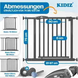 Kidiz, Schutzgitter, auch als Schutzgitter für Treppen, Auto Close, Kinder Treppengitter (81 - 91 cm)