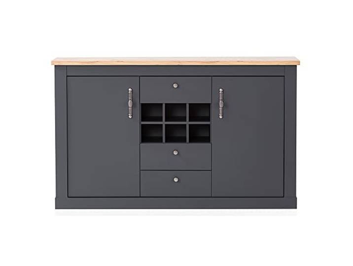 Lomadox Wohnzimmer Sideboard Kommode 1 Flascheneinteilung Eiche anthrazit Landhaus Stil, B/H/T ca. 169/104/45 cm