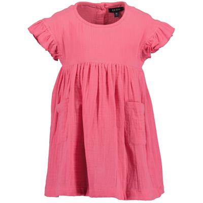 Sommerkleid BLUE SEVEN "Mädchen Kleid mit Rüschen", Mädchen, Gr. 116, Kurzarm, pink (4210, pink), 100% Baumwolle, normal, Rundhals, Kleider Sommerkleid