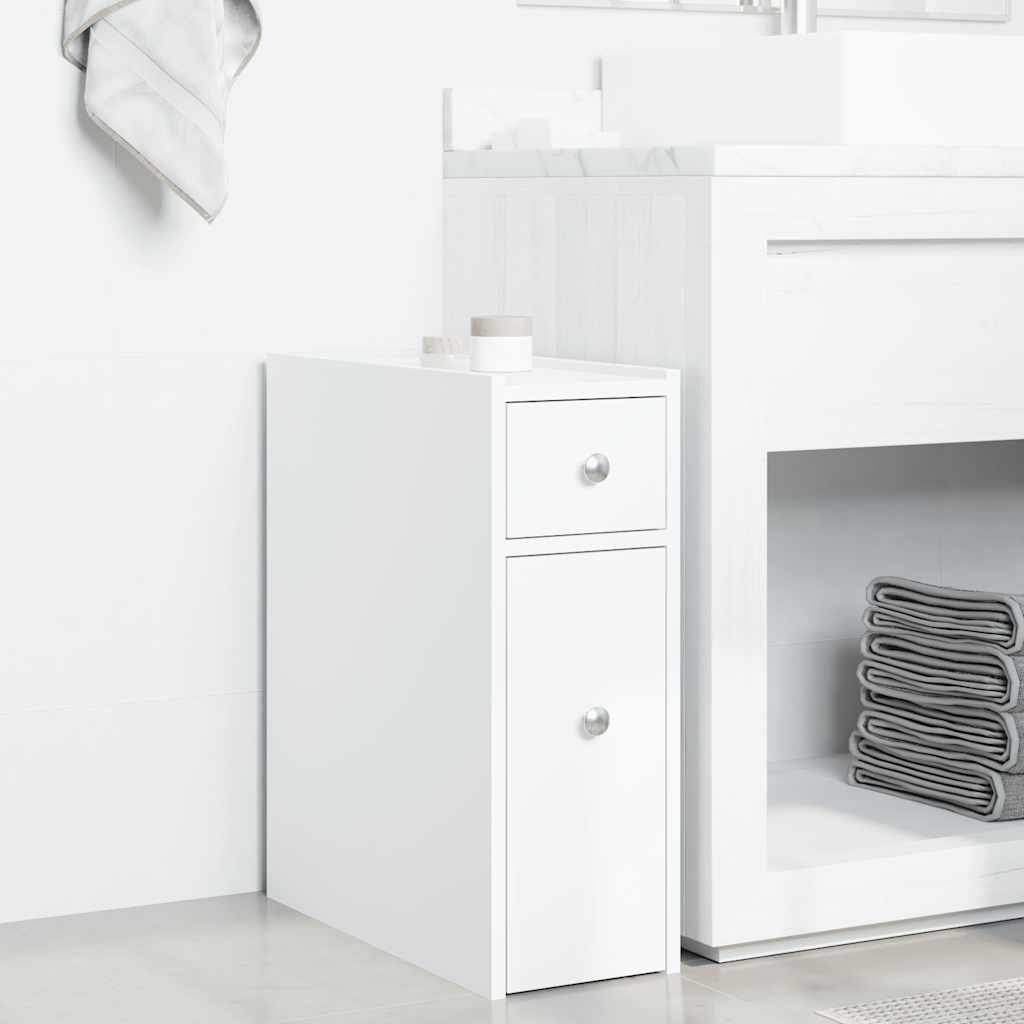 vidaXL Armoire de salle de bain étroite avec roulettes blanc