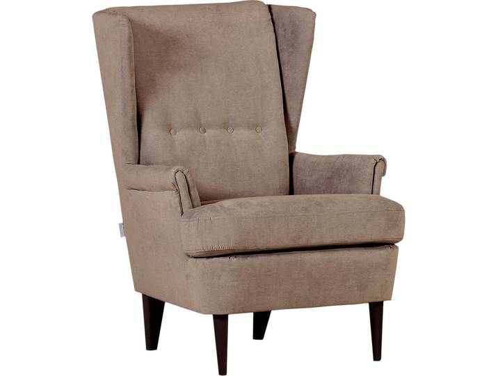 Ohrensessel GUTMANN FACTORY Versailles , braun, B:72cm H:104cm T:85cm, Sessel, Ohrensessel, Gestell antikfarben oder eiche natur