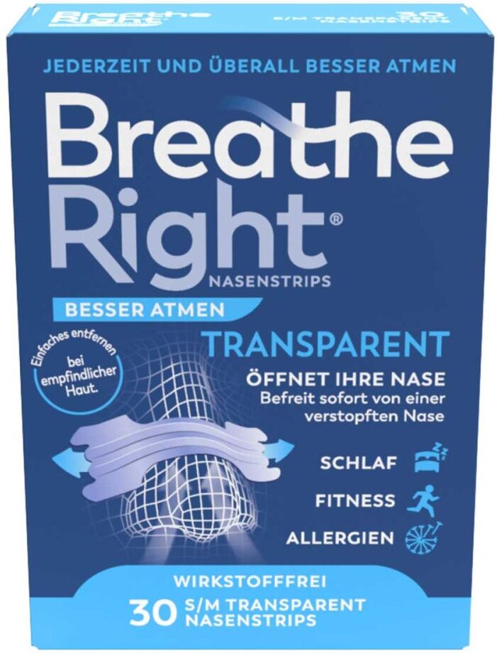 Besser Atmen Breathe Right Nasenstrips Transparent