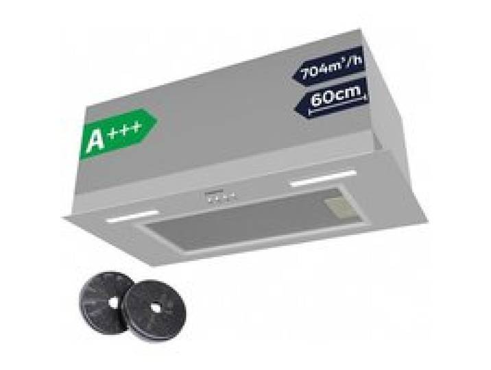 CIARRA Hotte Groupe Filtrant 60cm A+++ 704 m³/h 60 dB(A) 3 Vitesses Filtres charbon Inclus Recyclage ou Evacuation Inox CD6926AS