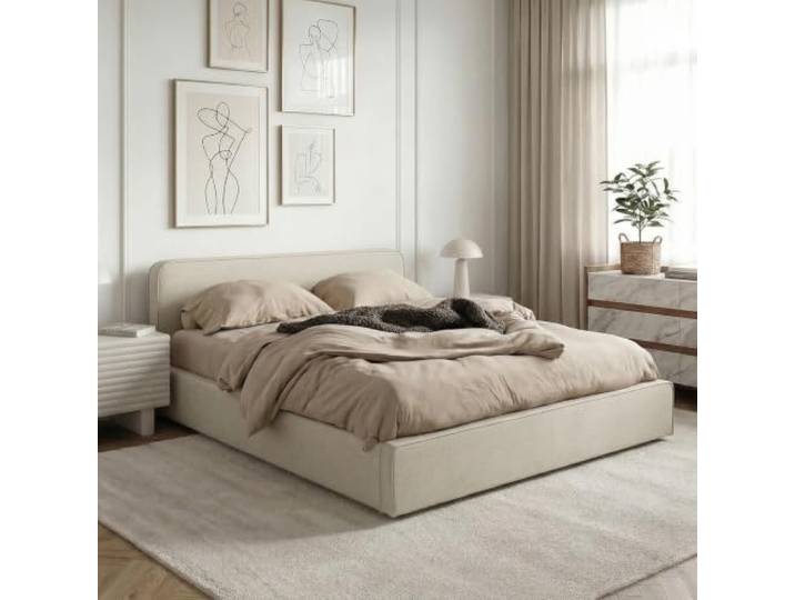 IDIMEX Polsterbett MARINI Doppelbett 140x200 cm in beige - Bett gepolstert mit Lattenrost, modernes Design & stabiles Holzgestell mit Kunststofffüßen