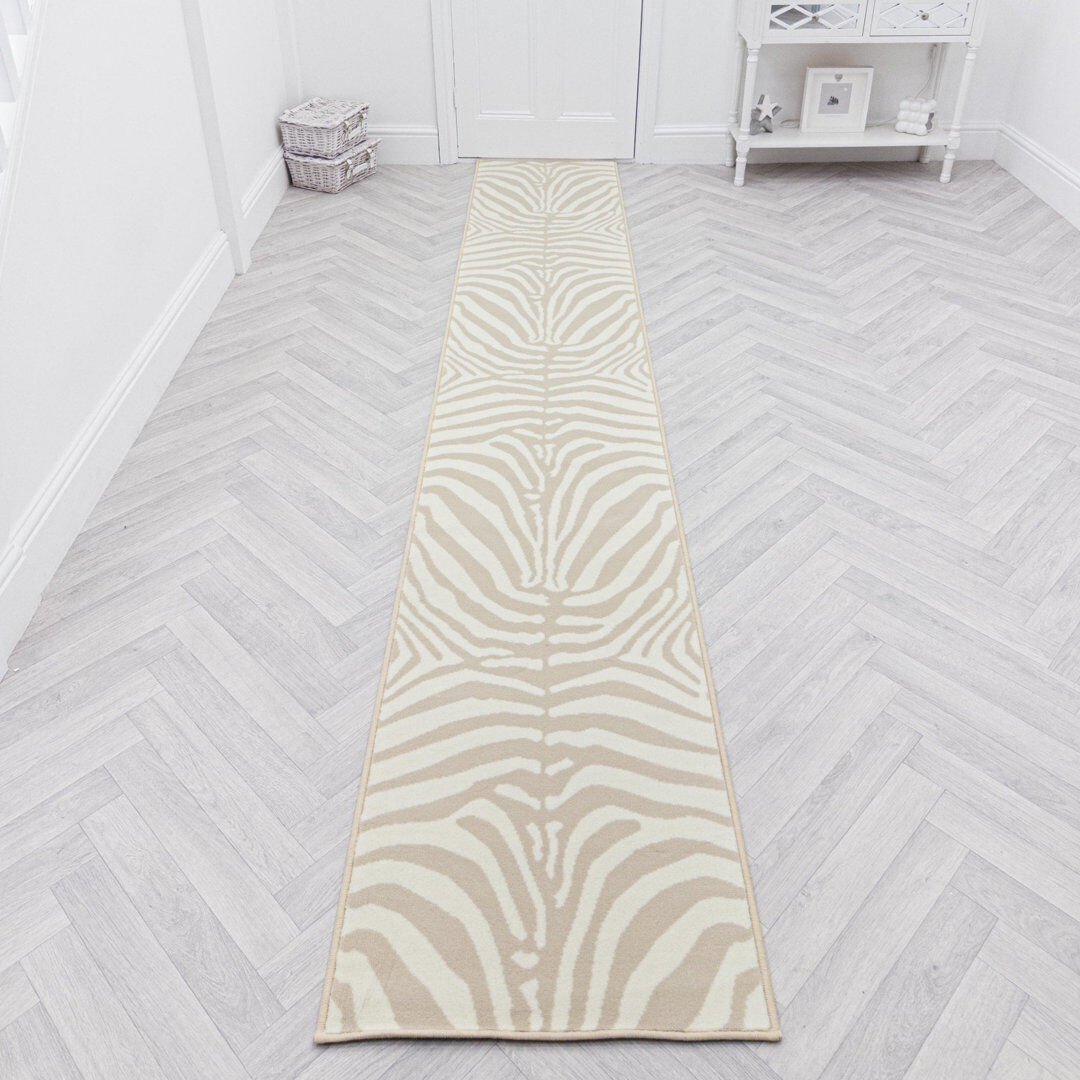 Ivy Bronx Runner Animal Print Area Rug Beige Runner 60 x 150 cm