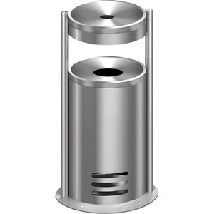 Kerkmann Aschenbecher tec-art E, silber, für Outdoor, 2in1, Aschenbecher & Mülleimer aus Edelstahl, 40 x 91cm, 15 L