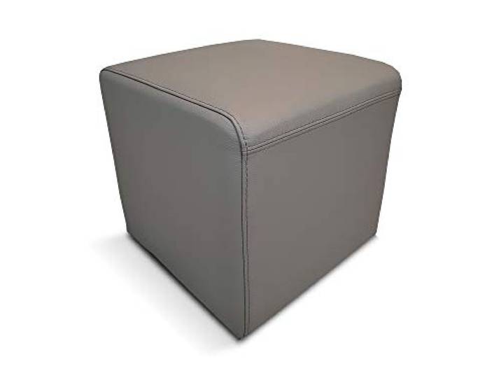 Quattro Meble Graues Echtleder Hocker 40x40x40 cm Leder Toledo Smog Sitzhocker Rindsleder Sitzwürfel Polsterhocke Fußhocker Echt Leder Puff