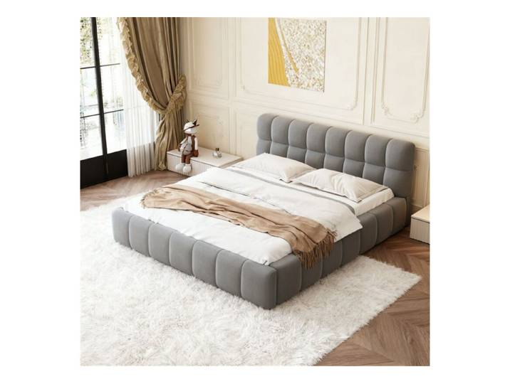 Furnishings Home Polsterbett Doppelbett Jugendbett Mit Kopfteil (Ohne Matratze), Mit Komforthöhe Lattenrost, Leises Design Bett