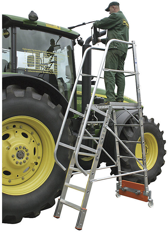 Alu-Plattformleiter STABILO Vario kompakt, für enge Gänge, Breite 820 mm, 7 Stufen KRAUSE