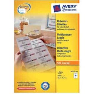AVERY Zweckform 8.800 Etiketten 3657-200 weiß 48,5 x 25,4 mm