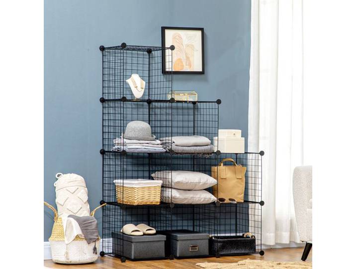 Étagère à cases – 9 cases modulables en métal – noir – 35 x 35 x 35 cm