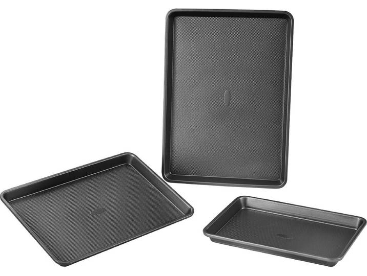 VEVOR Bakpan Keuken Bakpan Set 3-Delig Koolstofstaal met siliconen handgrepen Zwart