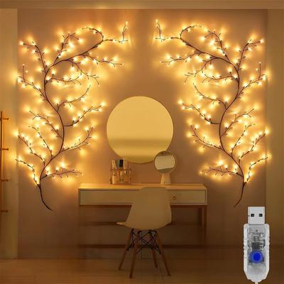 Inspired Finds 96 LED Bendable Willow Vine Lights With 8 Lighting Modes For Indoor And Outdoor Decoration 4.7ft 72leds