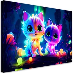 WANDBILD niedliche katzen neon