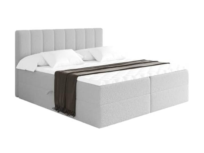 ALTDECOR Boxspringbett mit H4-Matratze OTTA - 140x200 - Hellgrau Lattenrost, Topper, Boxspringbett mit Bettkasten, Bett mit Stauraum, Doppelbett, Polsterbett