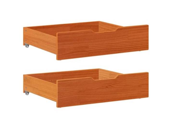 VGLQNRPT 2er Set Bettschubladen 65x55x17 cm aus massivem Kiefernholz, Unterbettkommode mit Rollen, Wachsbraun, Stauraum-Lösung für Schlafzimmer