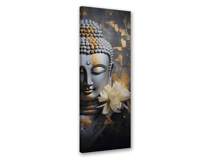 Feeby Wandbild buddha gesicht abstrakt, Grau, Orientalisch, Rechteckig, 30x90 cm, Bilder & Rahmen, Bilder, Leinwandbilder