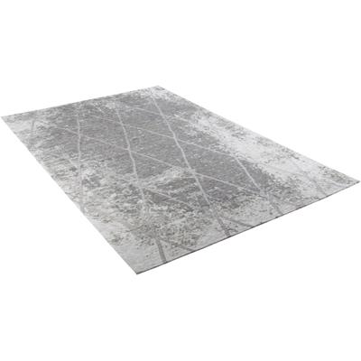 Teppich TOM TAILOR HOME "Fine Lines" Gr. 2, silber (silberfarben), B:68cm H:5mm L:130cm, Wolle, Teppiche, Teppich, Flachgewebe, Rauten Design, ideal im Wohnzimmer & Schlafzimmer