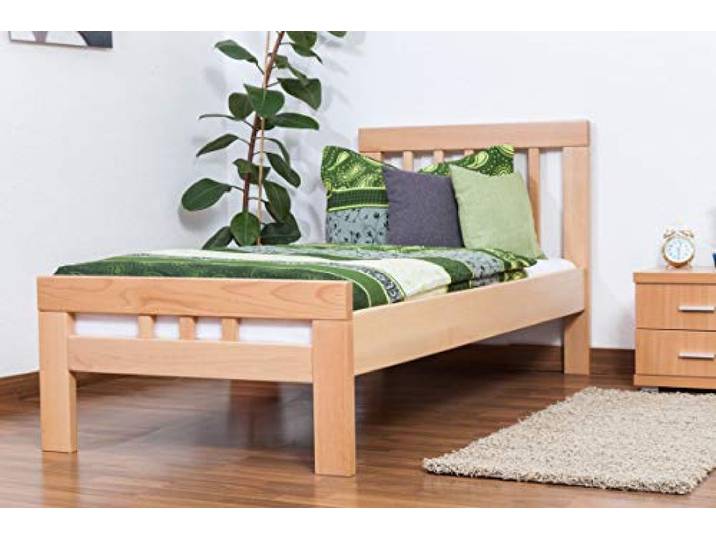 Einzelbett Easy Premium Line K8, Buche Vollholz massiv natur - Maße: 90 x 200 cm
