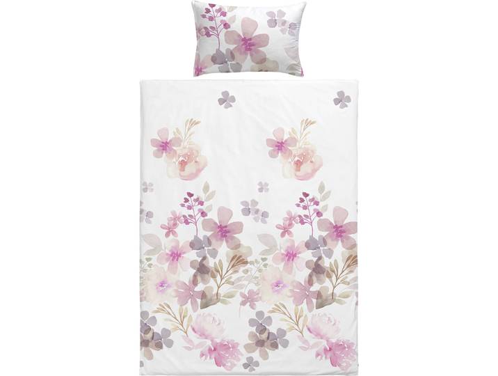 Bettgarnitur Girly Rose Baumwolle 160x210+50x70cm - Farbe: weiss/rosa - Material: 100% Baumwoll-Satin - Bettwäschegarnitur