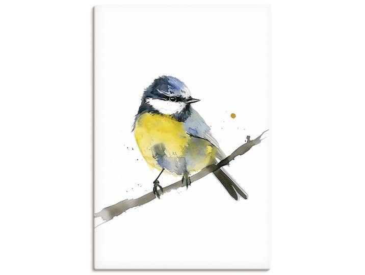 Wandbild ARTLAND Aquarell Blaumeise , blau (farbe bild(er): gelb), B:80cm H:120cm, Bilder, Wandbild, als Alubild, Leinwandbild, Poster, Wandaufkleber in verschied. Grössen