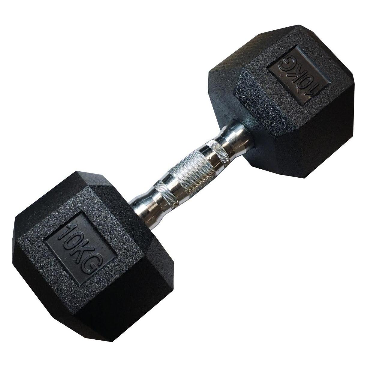Kubi Sport Einarmige, sechseckige, gummierte Hantel - solide KUBISPORT 10 kg (76181554)
