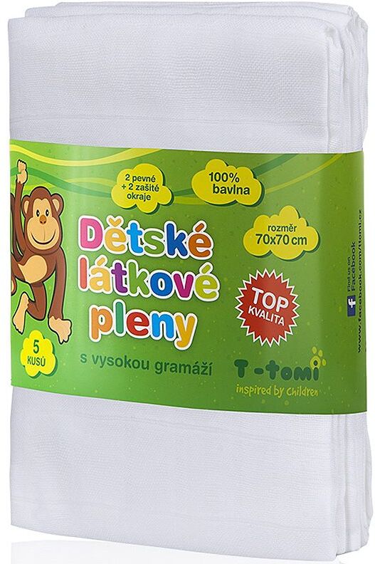 T-TOMI TETRA White cloth nappies High Quality 70x70 cm 5 pc