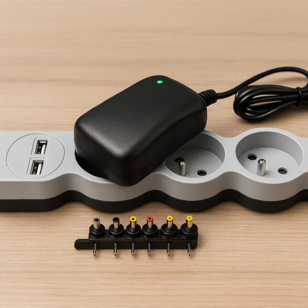 Izoxis Universele instelbare netvoeding 30W met USB-poort en 6 aansluitingen, 3 - 12V