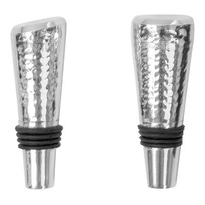 Flaschenverschluss FINK "NASSAU, aus Edelstahl, mit feiner Hammerschlagstruktur", silber (silberfarben), H:5cm Ø:1,5cm, Edelstahl, Flaschenverschlüsse, Flaschenstopfen, Höhe ca. 5 cm, 2er Set, im Geschenkkarton
