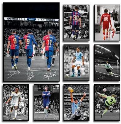 Inspire Essentials Famous Soccer Player Poster Canvas Football Wall Art Sports Room Decor 8 15.75 X 23.62 In
