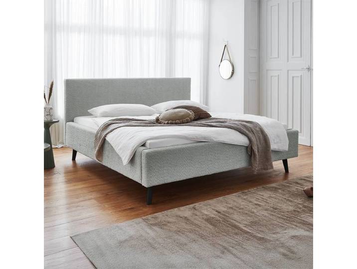 HOMELIV. Polsterbett Calypso Komfort Microteddy Abriamo 140x200cm Hellgrau retro/vintage, höhenverstellbar