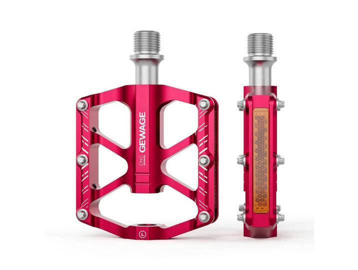 Fahrrad Pedale Rot Aluminium mit Reflektoren, Metall, 7.4x1.5x11 cm, Freizeit & Co, Sport & Fitness, Fahrräder, Fahrradzubehör