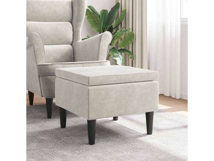 vidaXL Hocker mit Holzbeinen Cremefarbener Samt
