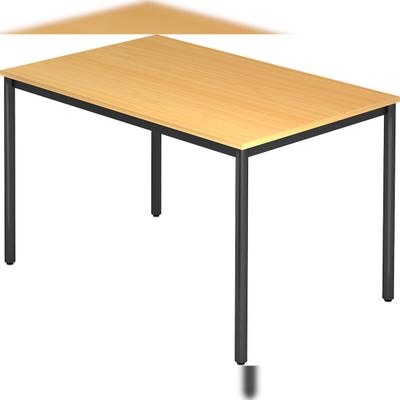 bümö Multifunktionstisch Buche, Tisch 120 x 80 cm, Tischfuß rund in schwarz - einfacher Tisch klein, Besprechungstisch System D-Serie,