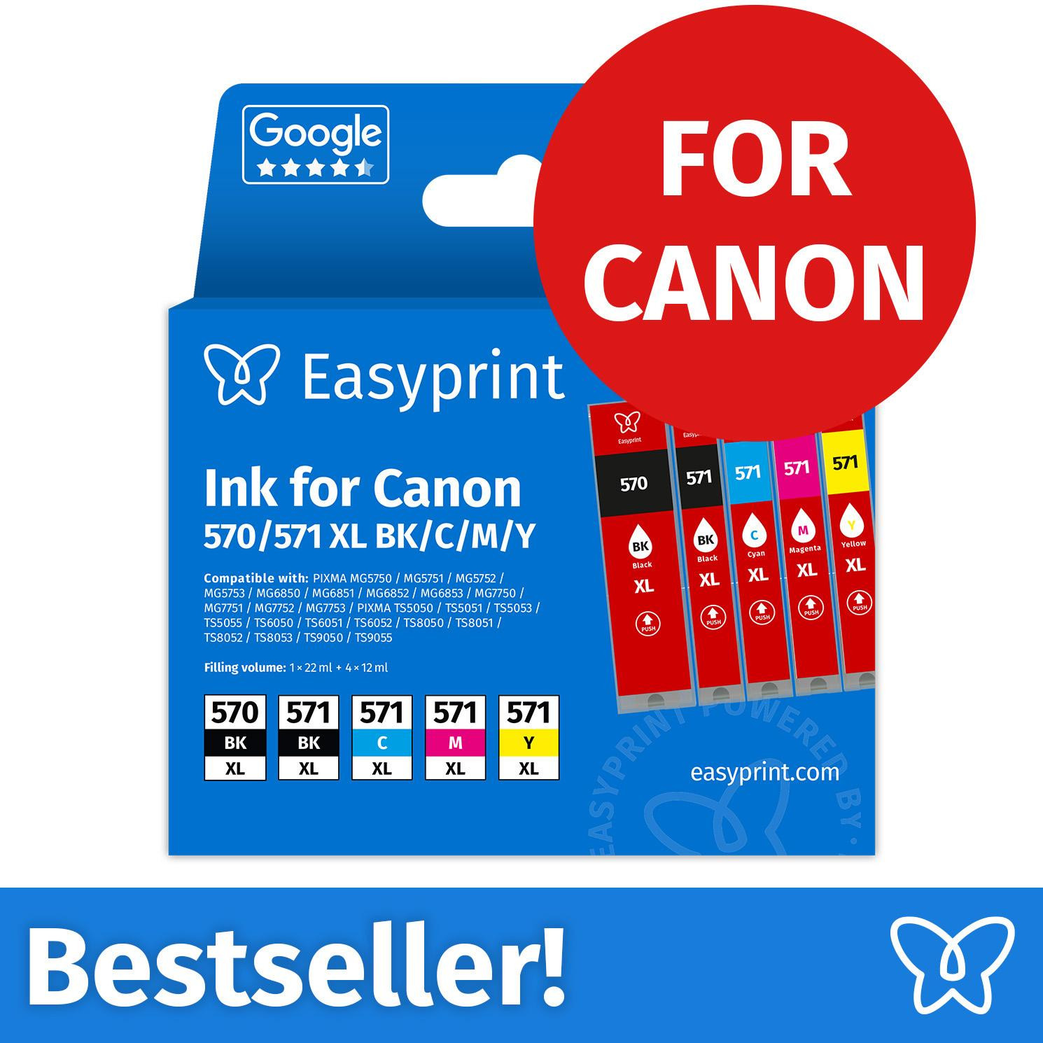 Easyprint Inktcartridges voor Canon 570/571 XL Multipack (BK/BK/C/M/Y)