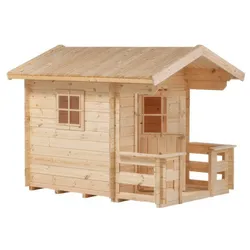 Spielhaus Marcel naturbelassen - Unbehandeltes Gartenhaus mit Terrasse für Kinder aus Kiefer und Fichtenholz in Größe 198 x 162 x 153 cm