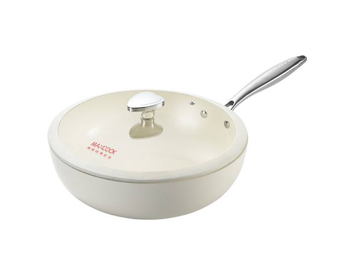 Maxcook kleine witte serie keramische antiaanbakkoekenpan van gegoten aluminium met samengestelde bodem, antiaanbakpan MCC7504 - 32 cm - wit