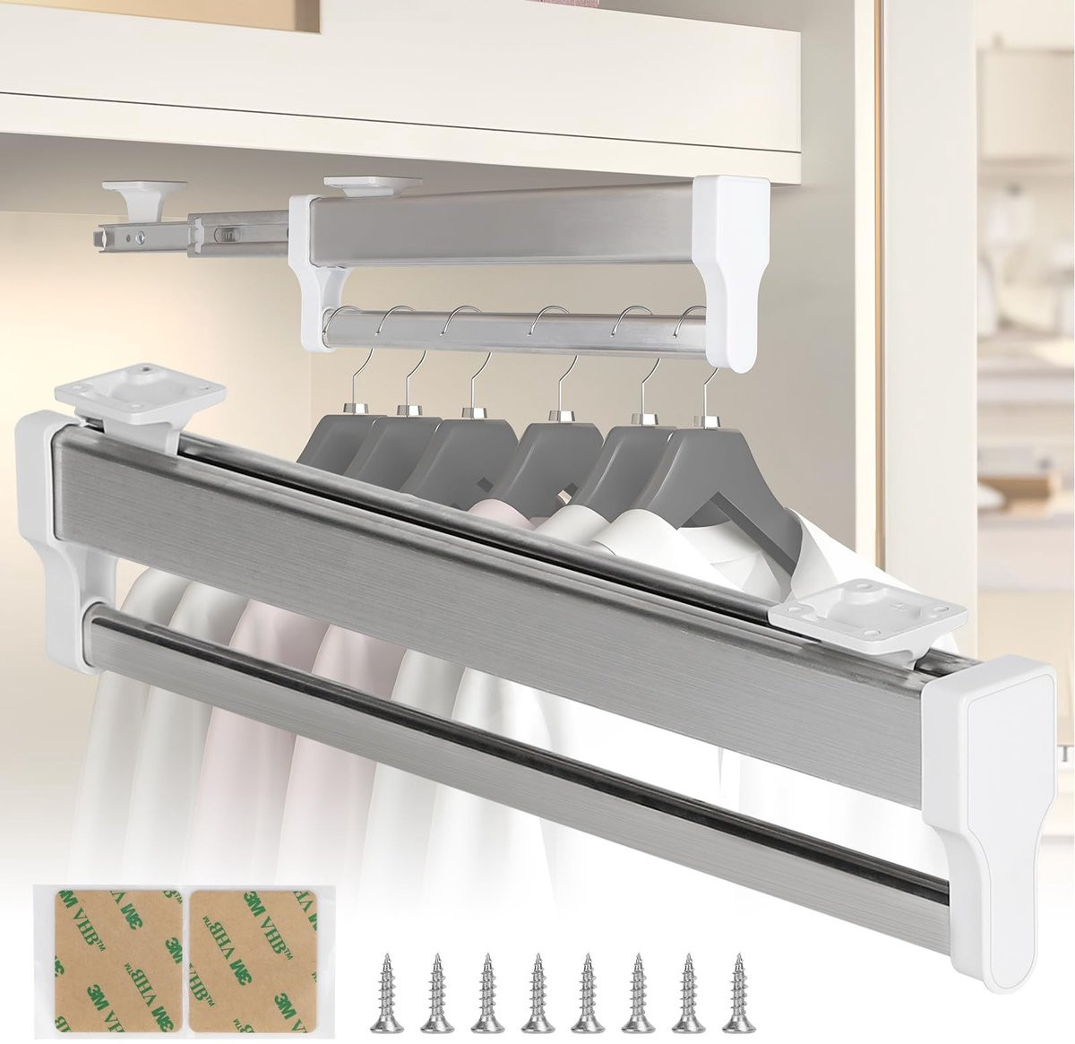 Dailygoods Uittrekbare Kledingstang - Verstelbare Kledingroede voor de Slaapkamer