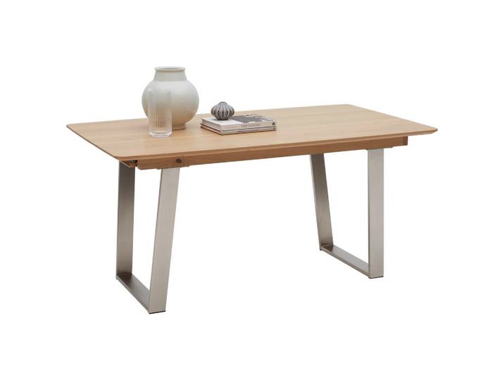 Dieter Knoll Esstisch, Eiche, Edelstahl, Holz, Metall, Asteiche, massiv, rechteckig, Kufe, 90x76x160 cm, Esszimmer, Tische, Esstische