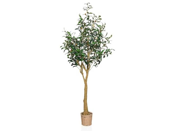 hjh OFFICE Kunstpflanze im Topf 150cm Olive II Deko Olivenbaum im Korb, pflegeleichter Kunstbaum für Zuhause