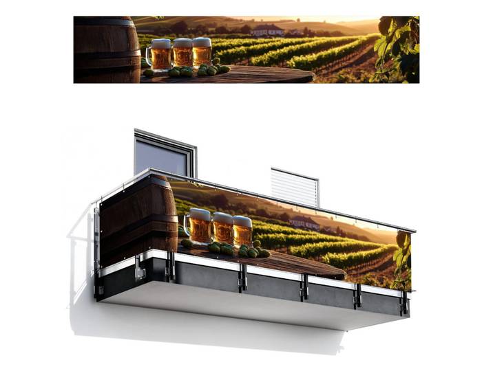 MuchoWow Balkon-Sichtschutz - Bier - Hopfen - Landschaft - 500x100 cm, Grün, Kunststoff, Rechteckig, 500x100 cm, Sonnen- & Sichtschutz, Sichtschutz Garten