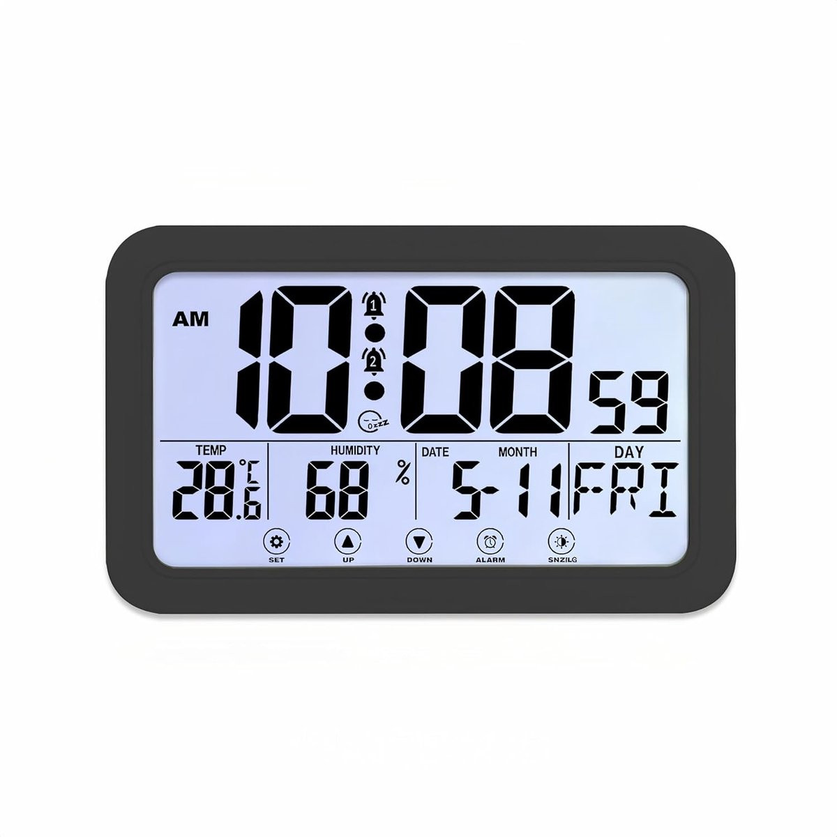 Digitale Weerstation met Touchscreen, Temperatuur- en Vochtigheidsweergave, Dubbele Alarmfunctie en Verlichting