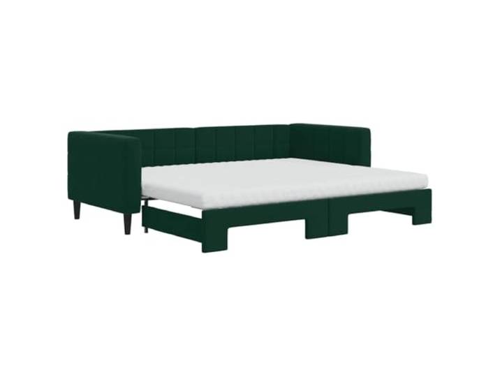 vidaXL Slaapbank onderschuifbed matrassen 90x200cm fluweel donkergroen