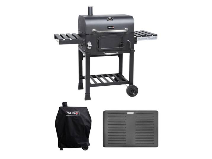 Taino Holzkohlegrill Hero XL Set, Schwarz, Metall, 124x113.5x66 cm, Grills, Holzkohlegriller