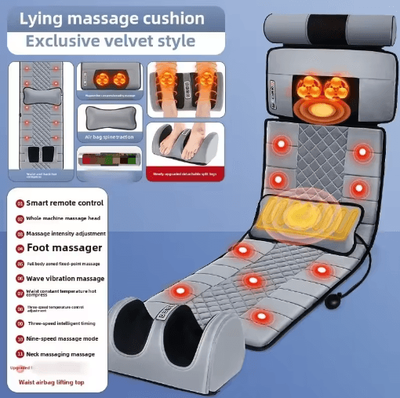 Inspire Picks European Standard Full Body Massage Mattress With Wave Vibration & Pressure Point Pillow 5 In 1 flannel us Plug