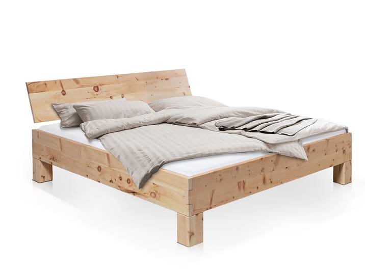 ZARUBA 4-Fuß-Zirbenbett mit Kopfteil, Material Massivholz, 160