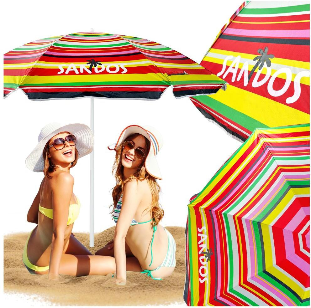 SANDOS Strandparasol met strepen en centrale paal