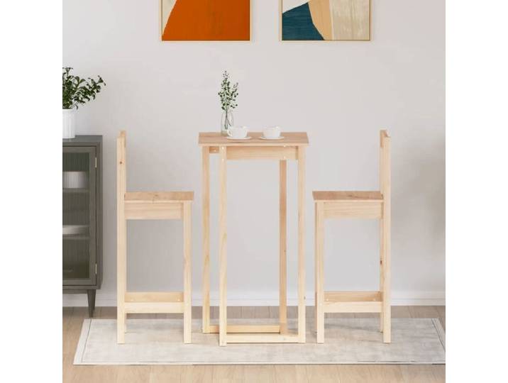 Remise Ensemble de bar 3 pcs Ensemble Table Haute avec 2 Tabourets Bois de pin massif JILIMAISON2025 2422388