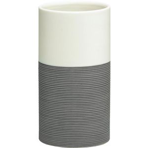 Sealskin Zahnputzbecher Doppio, grau, aus Keramik, 6,9 x 12,6 cm, 300 ml